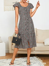 Elegant European Style Ruffles Floral Casual Dress For Women